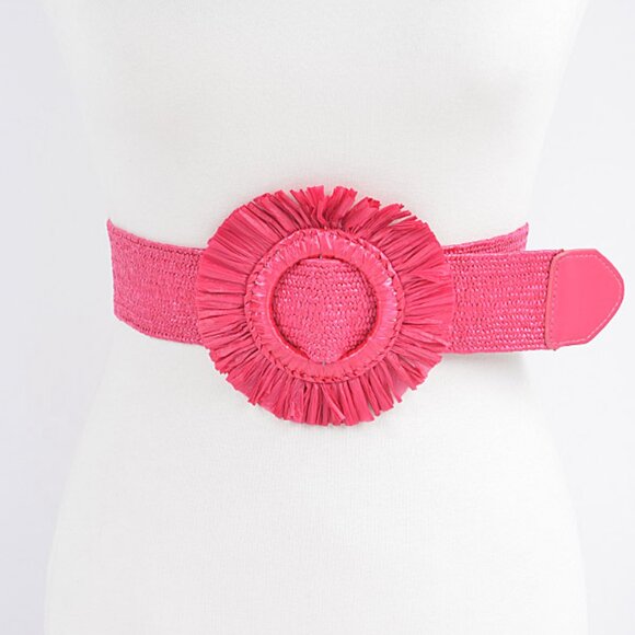 BNWT Brand New Raffia Buckle Faux Straw Elastic Fashion Belt - Picture 1 of 4